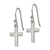 Chisel Stainless Steel Polished Cross Dangle Shepherd Hook Earrings